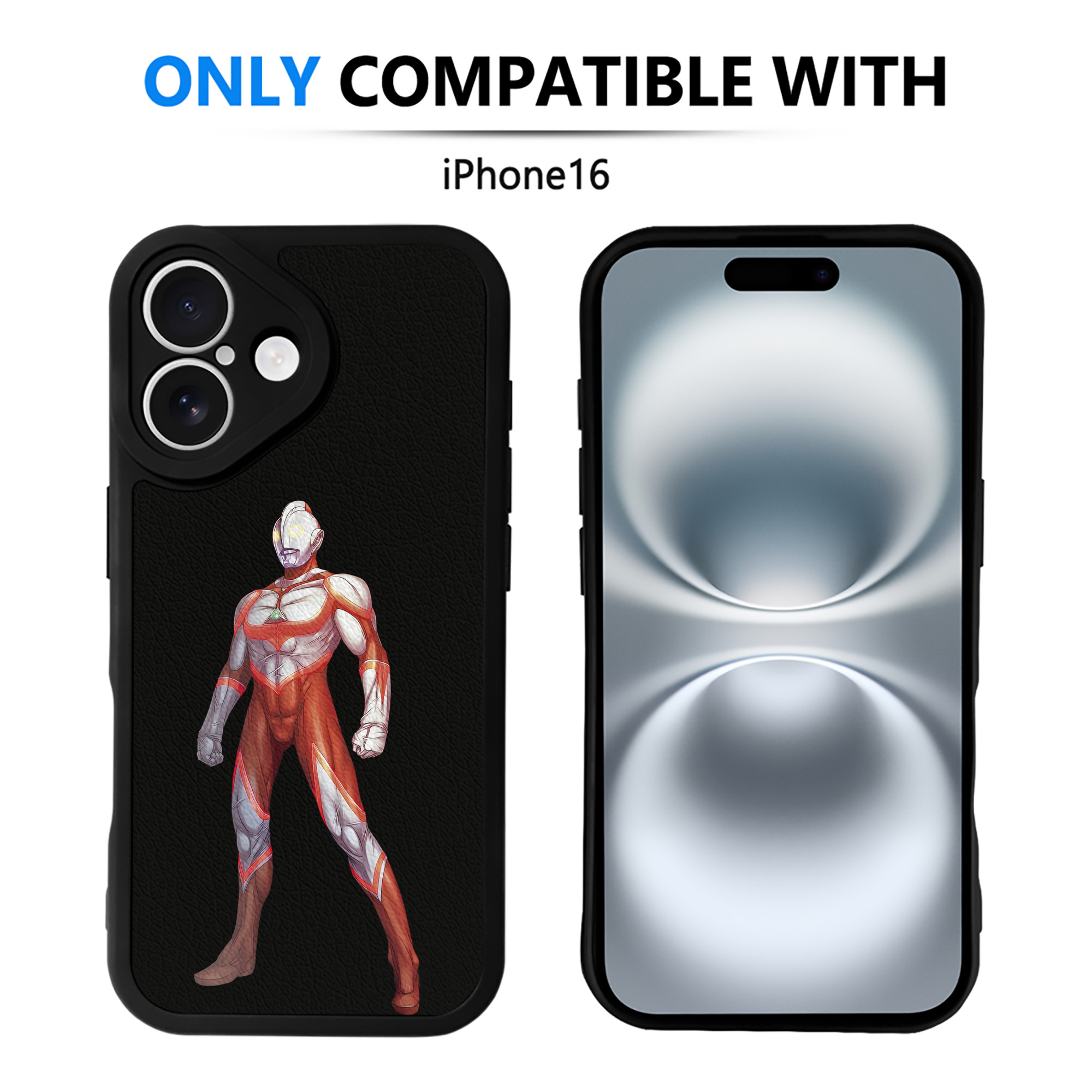 （画像用） ウルトラマン Ultraman 【iPhone 16シリーズ対応】シリコンスマホケース（レザー調） 材質：シリコン